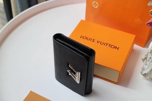 LV M64414 Louis Vuitton Twist Compact Wallet Epi Leather Black