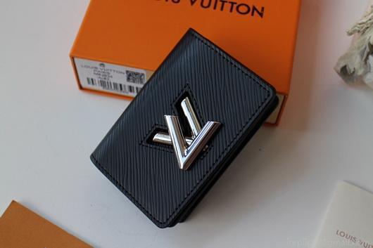 LV M68682 Louis Vuitton Twist Multicartes Wallet Epi Leather Black