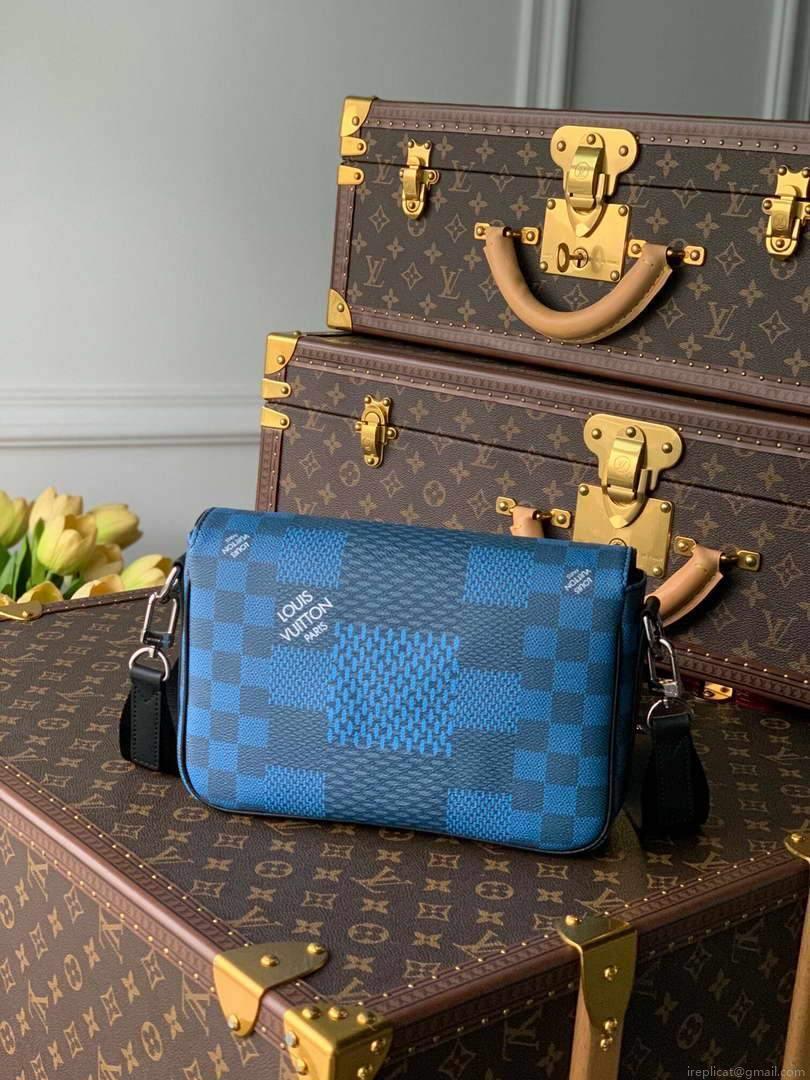 LV N50026 Louis Vuitton Studio Messenger Damier Graphite Blue N50013 Bag
