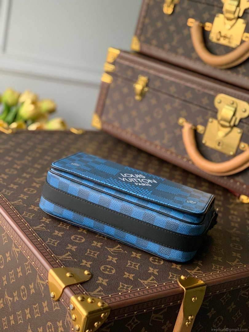 LV N50026 Louis Vuitton Studio Messenger Damier Graphite Blue N50013 Bag