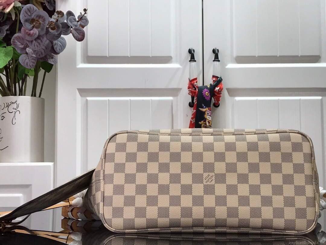 LV N50047 Louis Vuitton Neverfull MM Damier Azur Canvas Bag Pink