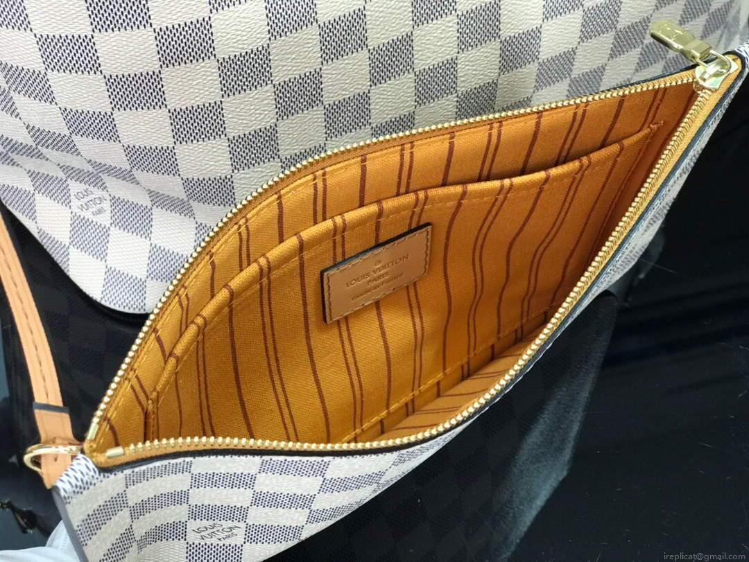 LV N50047 Louis Vuitton Neverfull MM Damier Azur Canvas Bag Pink