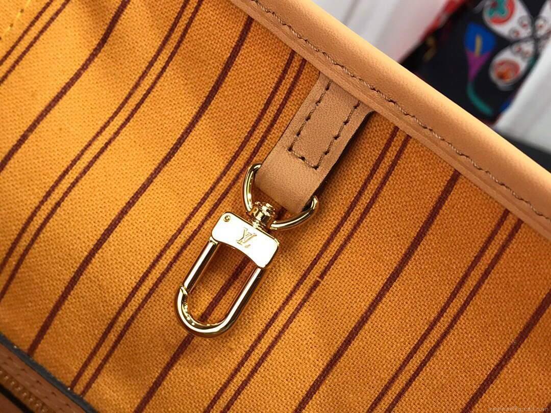 LV N50047 Louis Vuitton Neverfull MM Damier Azur Canvas Bag Pink