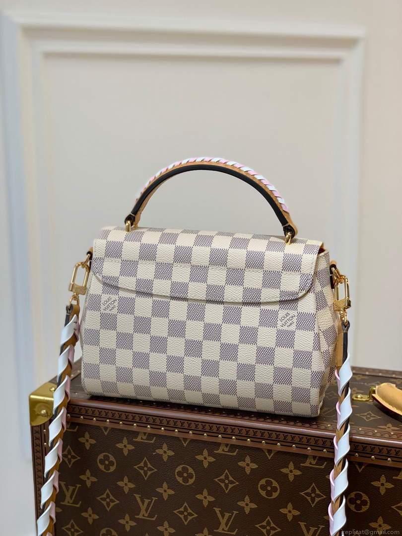 LV N50053 Louis Vuitton Croisette Damier Azur Canvas Bag Pink
