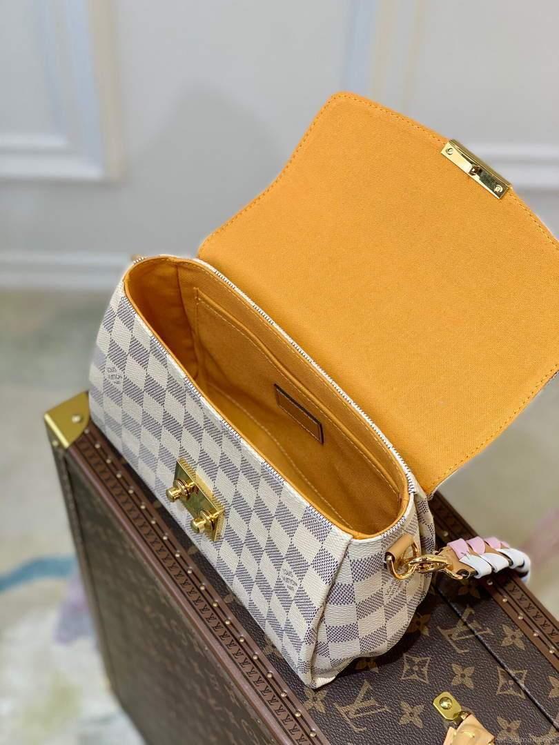 LV N50053 Louis Vuitton Croisette Damier Azur Canvas Bag Pink