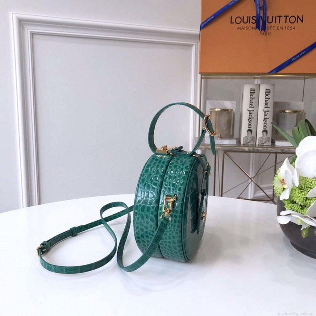 LV N93598 Louis Vuitton N93597 Petite Boite Chapeau Crocodilien Brillant Bag Green