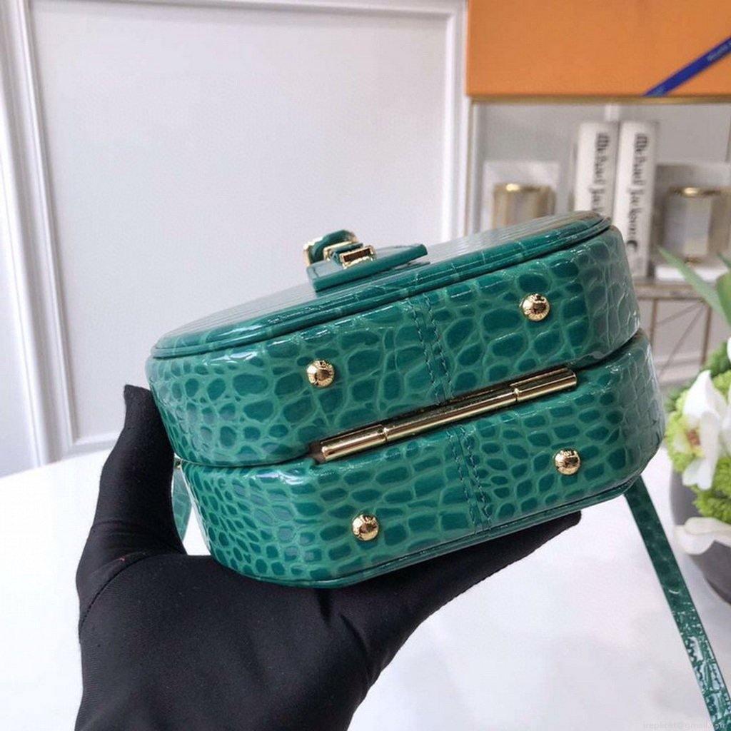LV N93598 Louis Vuitton N93597 Petite Boite Chapeau Crocodilien Brillant Bag Green