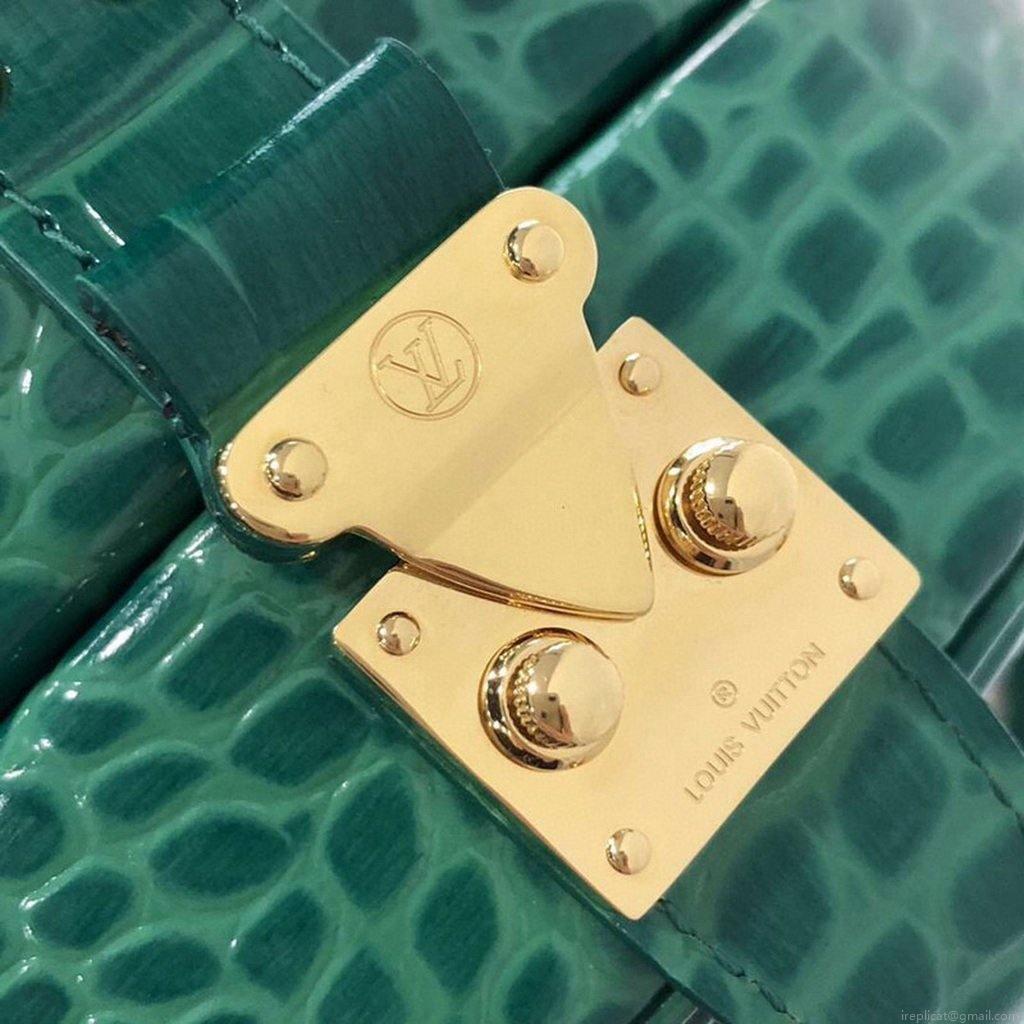 LV N93598 Louis Vuitton N93597 Petite Boite Chapeau Crocodilien Brillant Bag Green