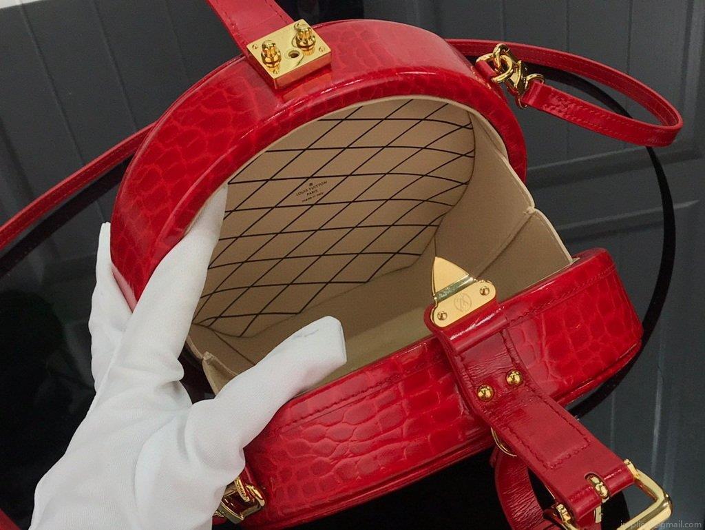 LV N95054 Louis Vuitton Petite Boite Chapeau Crocodilien Brillant N93597 Bag Red