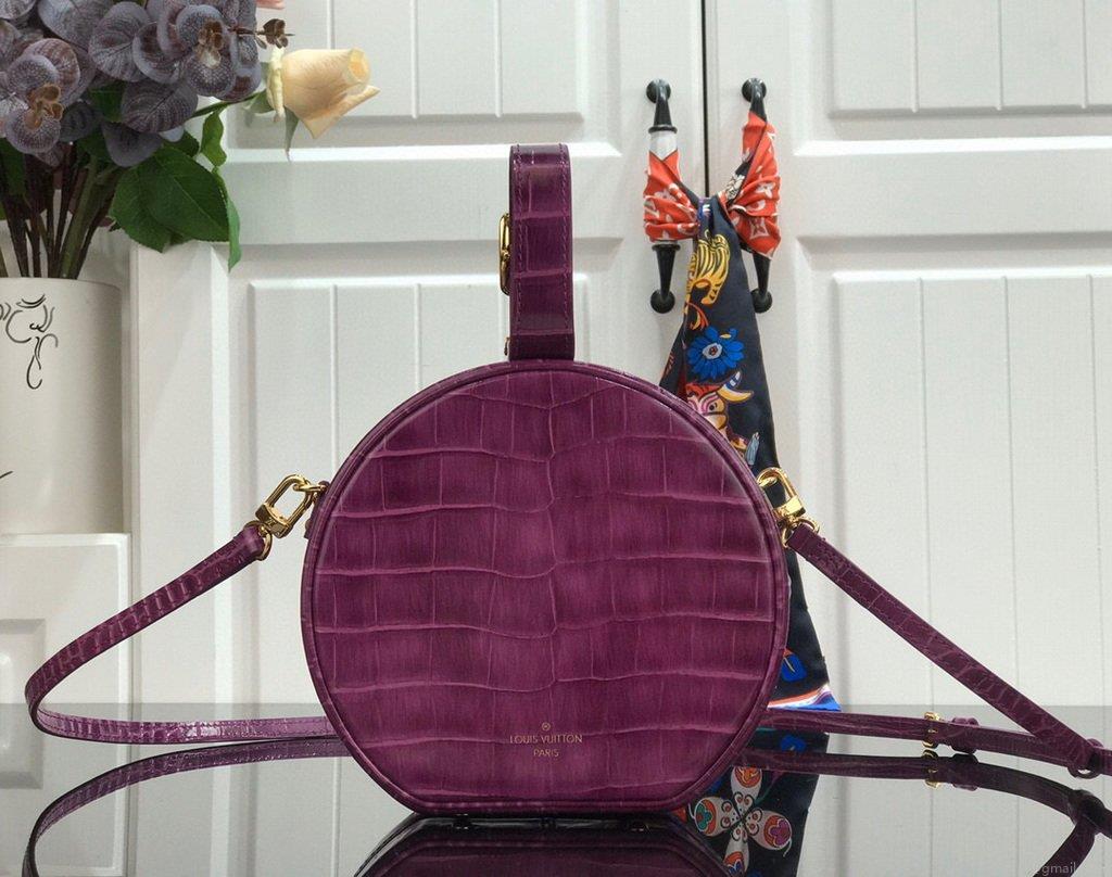 LV N95555 Louis Vuitton Petite Boite Chapeau Crocodilien Brillant N95054 Bag Purple