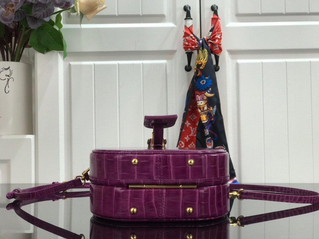 LV N95555 Louis Vuitton Petite Boite Chapeau Crocodilien Brillant N95054 Bag Purple