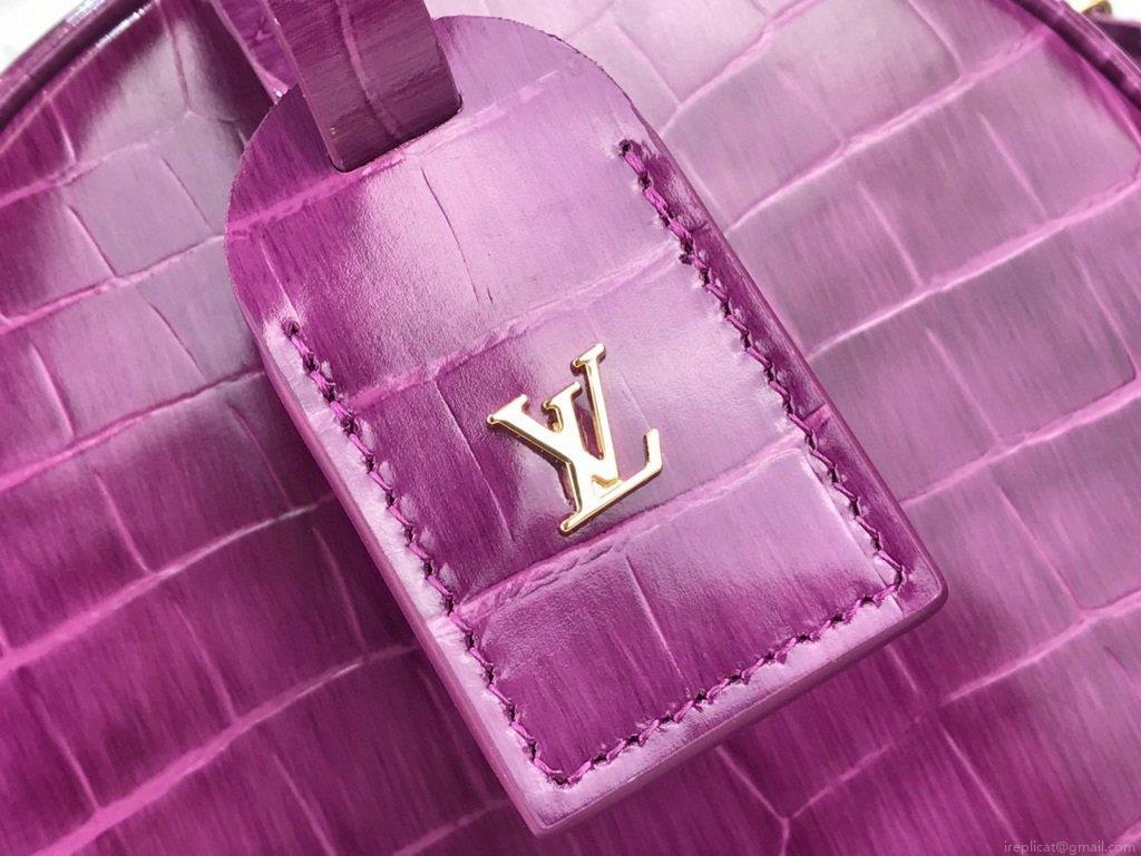 LV N95555 Louis Vuitton Petite Boite Chapeau Crocodilien Brillant N95054 Bag Purple