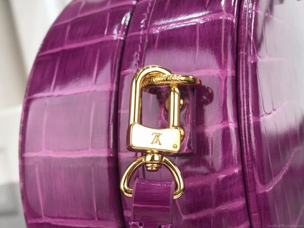 LV N95555 Louis Vuitton Petite Boite Chapeau Crocodilien Brillant N95054 Bag Purple