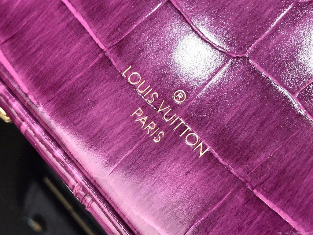 LV N95555 Louis Vuitton Petite Boite Chapeau Crocodilien Brillant N95054 Bag Purple