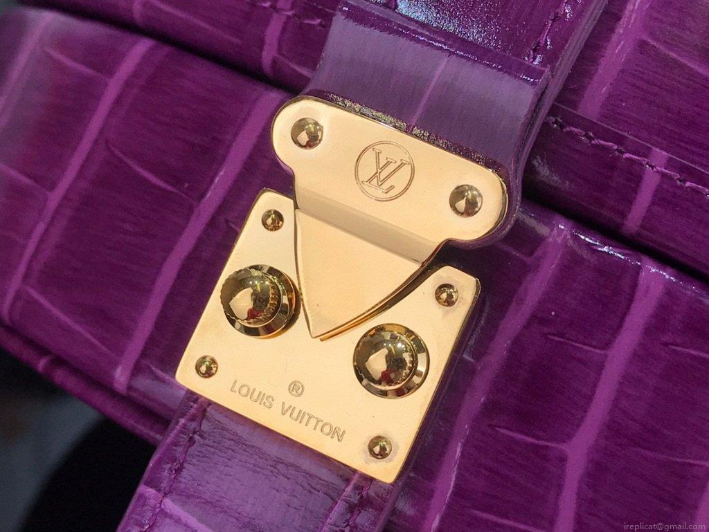 LV N95555 Louis Vuitton Petite Boite Chapeau Crocodilien Brillant N95054 Bag Purple