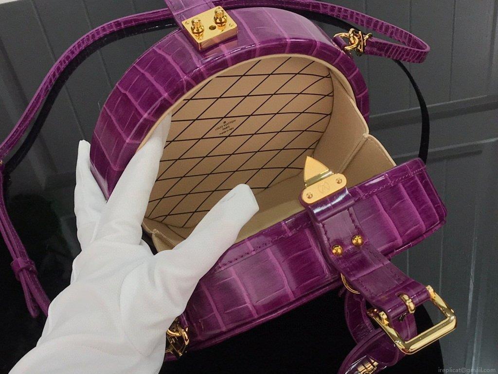 LV N95555 Louis Vuitton Petite Boite Chapeau Crocodilien Brillant N95054 Bag Purple