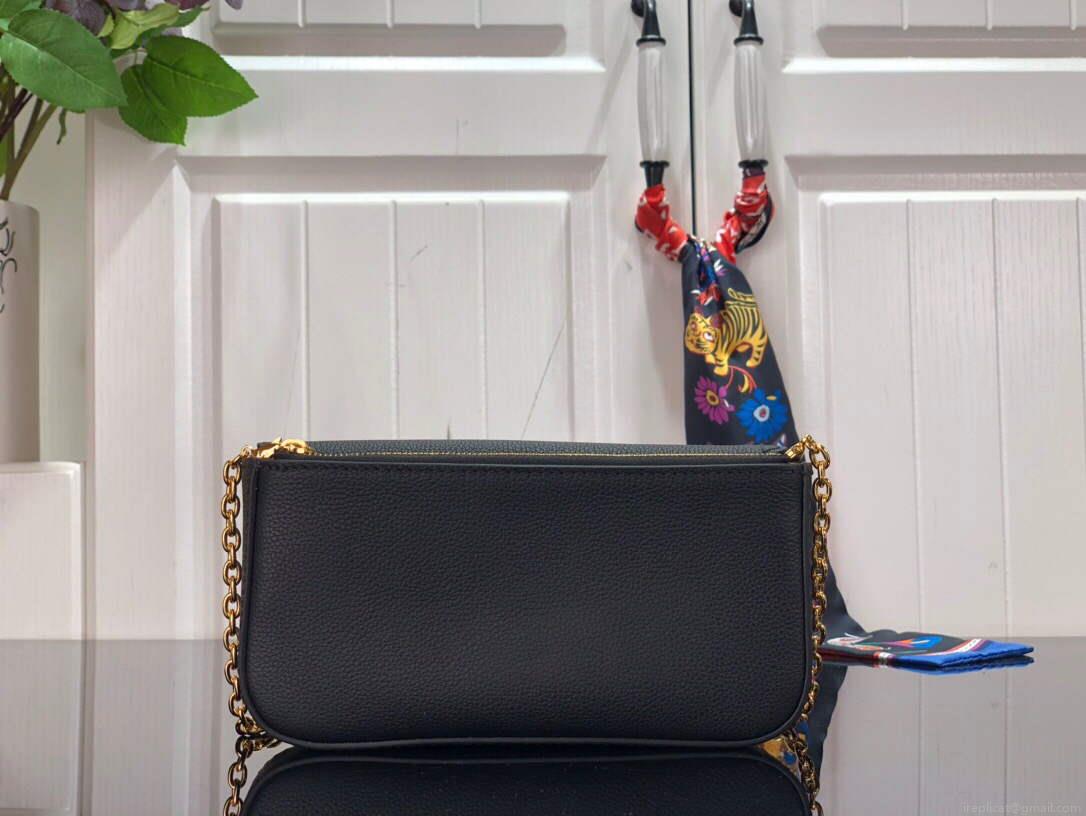 LV M80898 Louis Vuitton Lockme Pouch Black