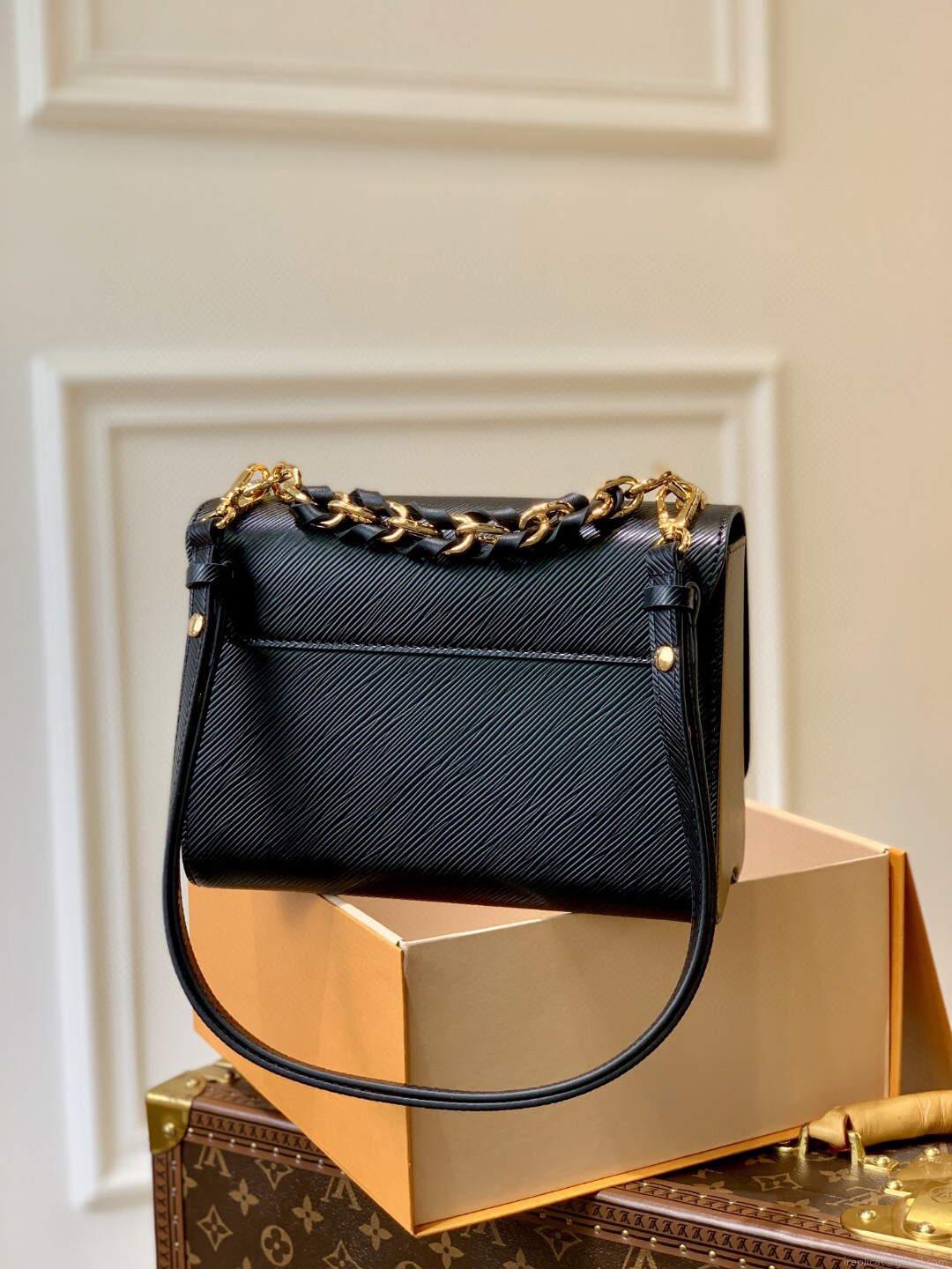 LV M59887 Louis Vuitton Twist MM EPI Leather Bag Black