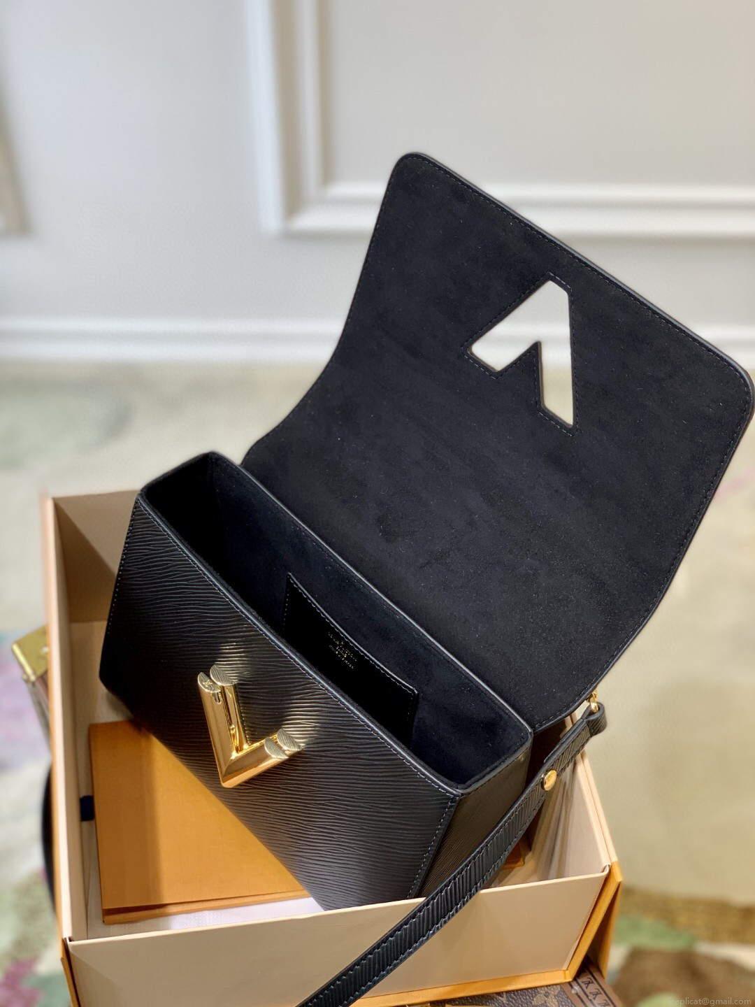 LV M59887 Louis Vuitton Twist MM EPI Leather Bag Black