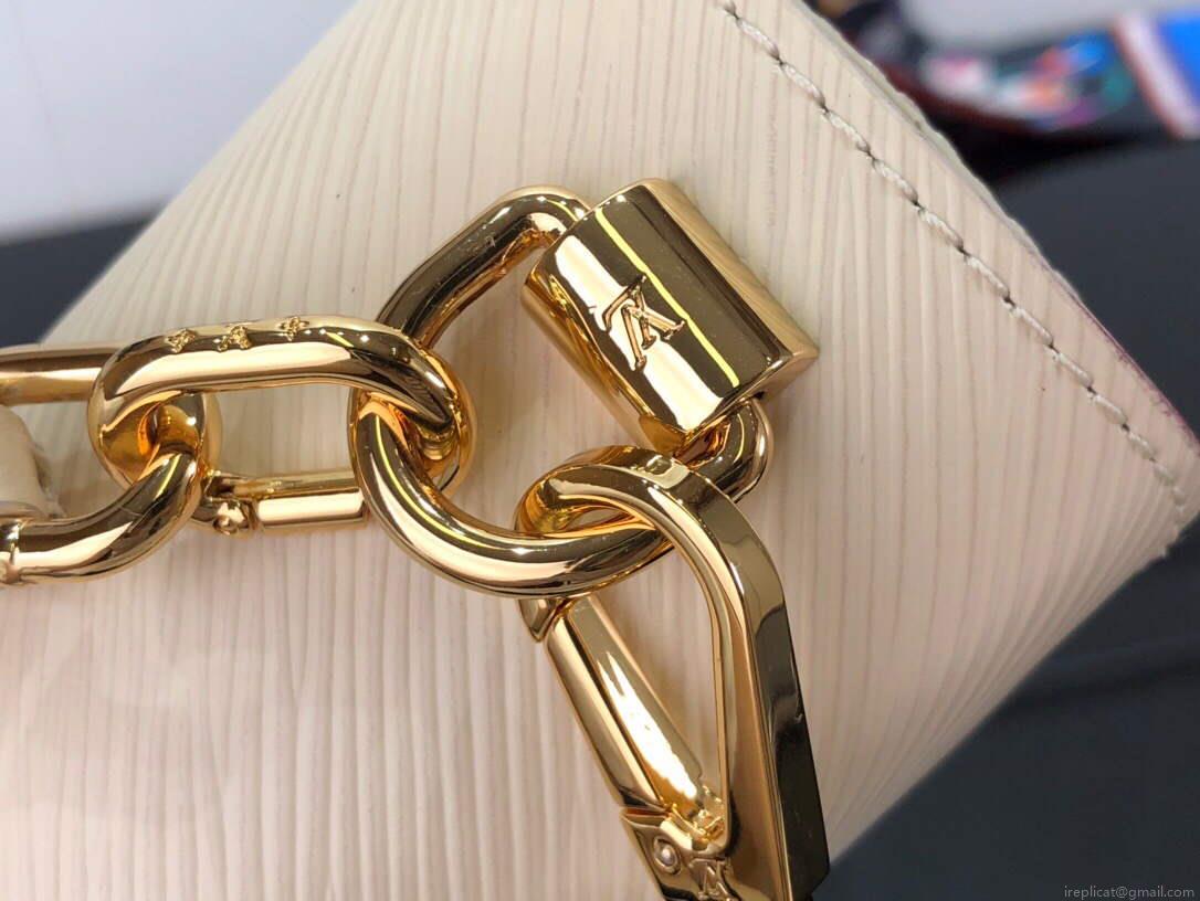 LV M53754 Louis Vuitton Twist MM Epi Grained Cowhide Leather Quartz White