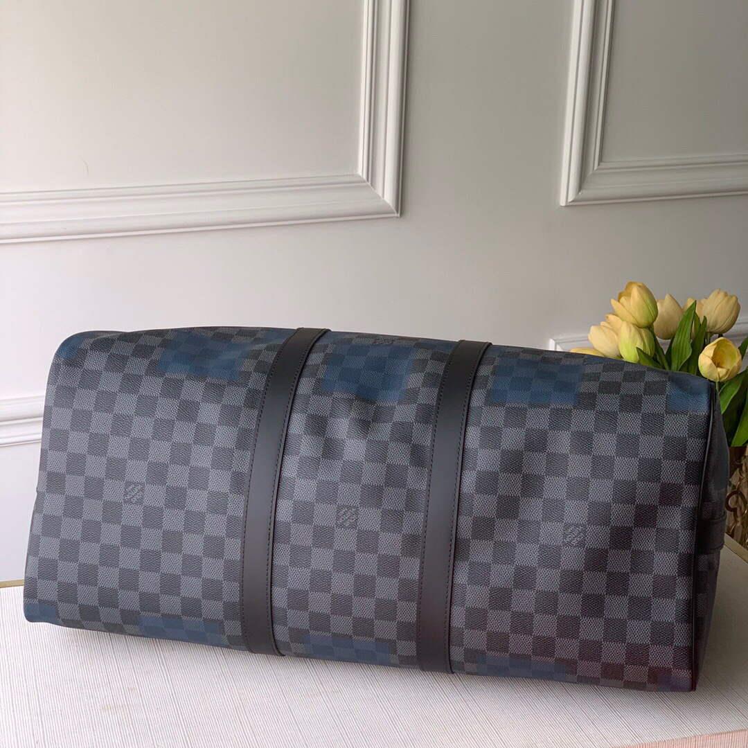 LV N40410 Louis Vuitton Keepall Bandouliere 50 Travel Bag Blue
