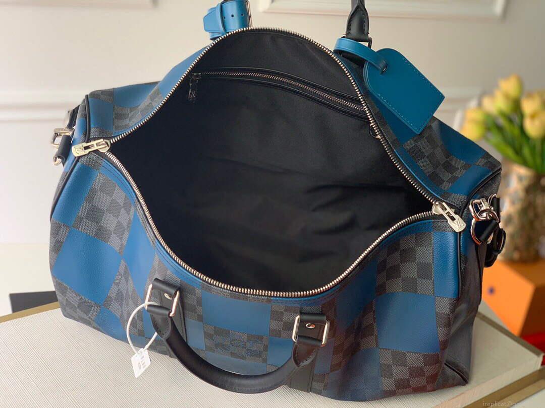 LV N40410 Louis Vuitton Keepall Bandouliere 50 Travel Bag Blue