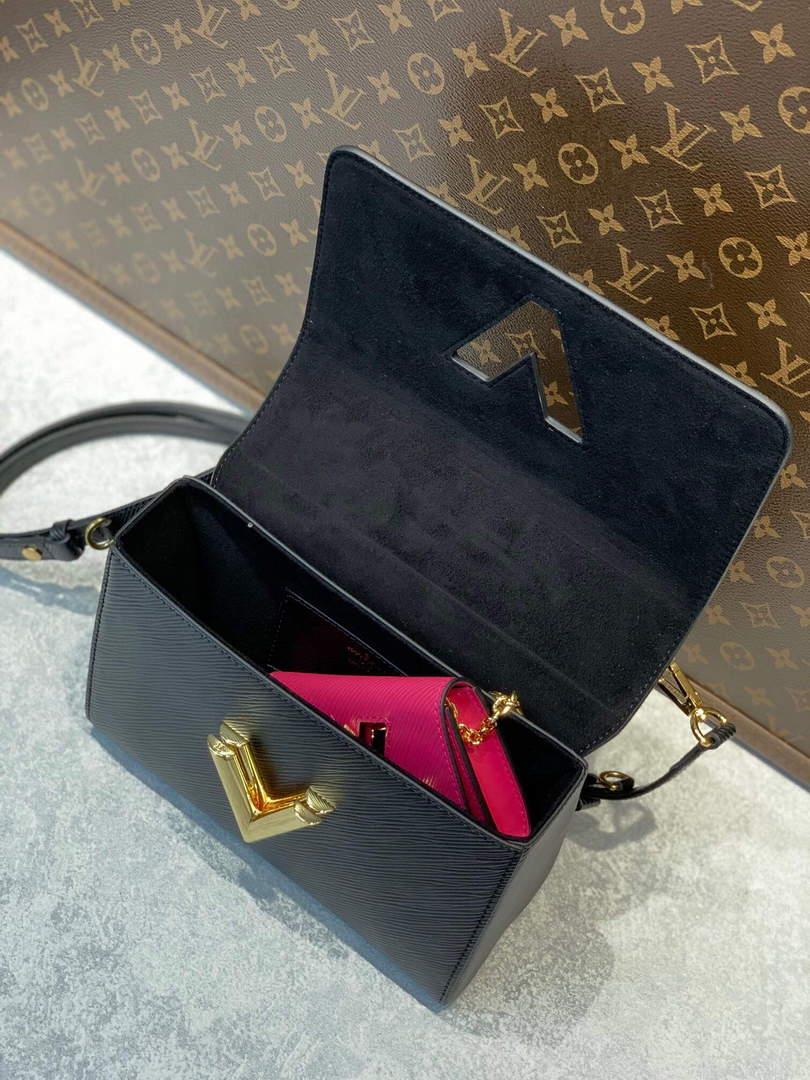 LV M59885 Louis Vuitton Twist MM Handbag Black