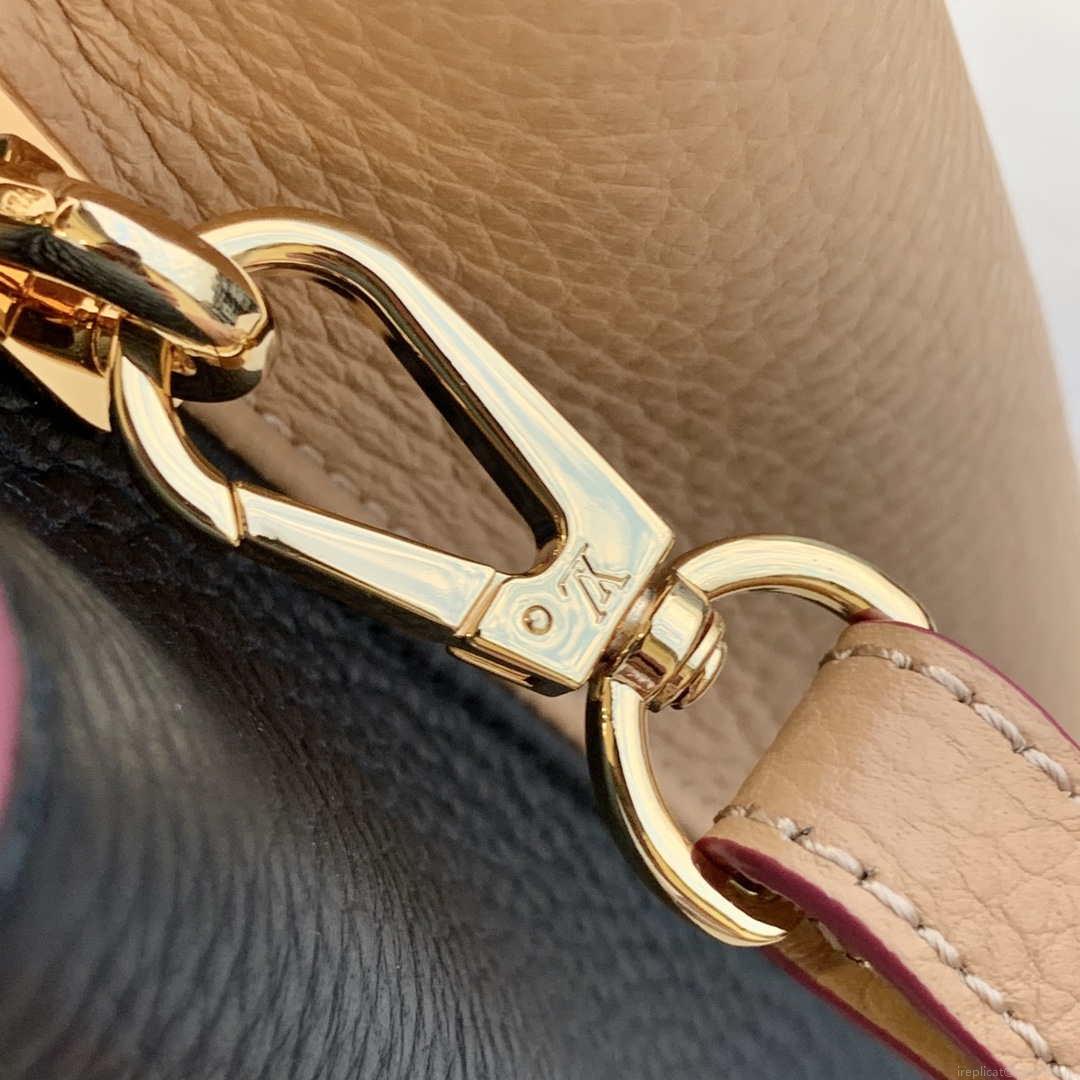 LV M58607 Louis Vuitton Capucines BB Handbag Black Apricot