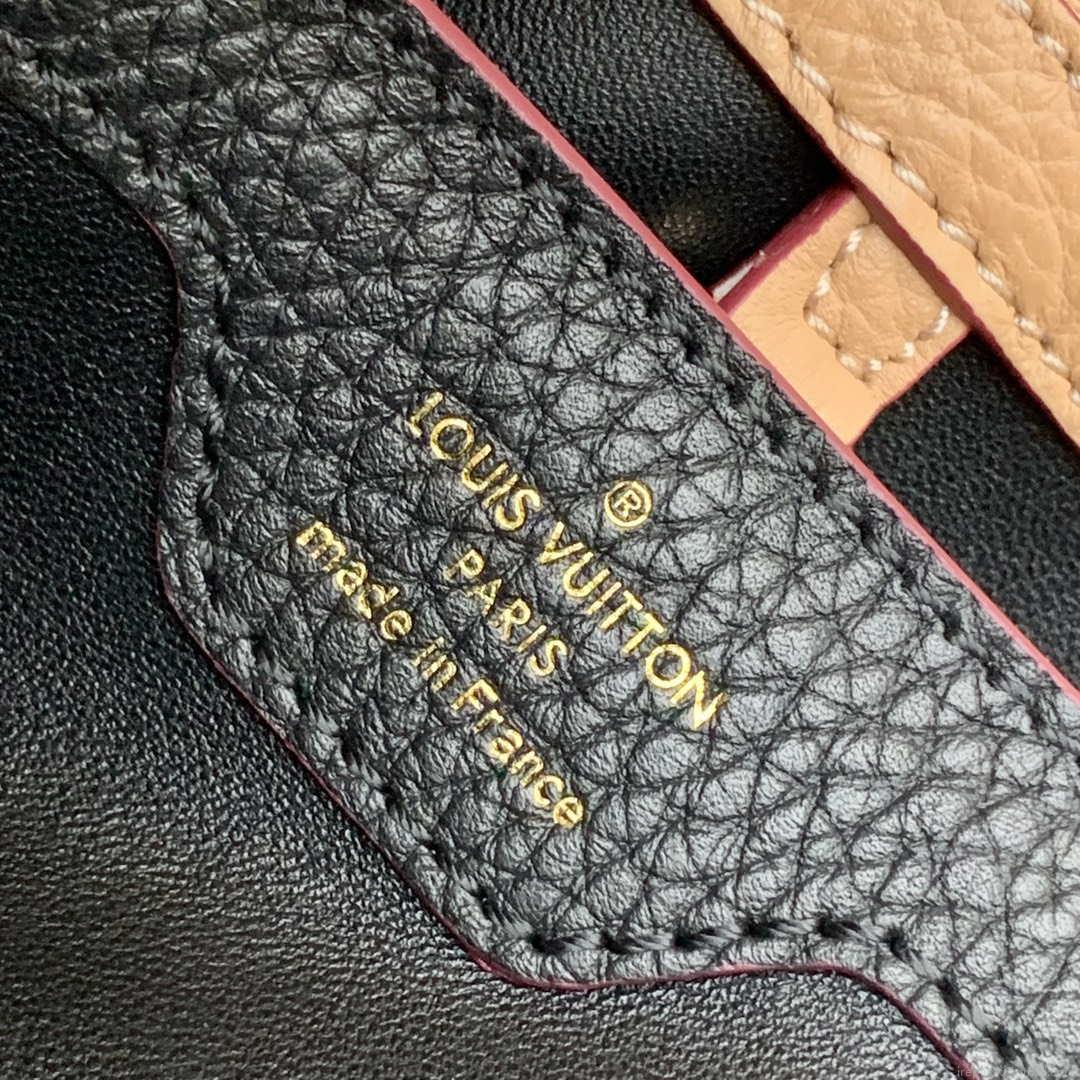 LV M58607 Louis Vuitton Capucines BB Handbag Black Apricot