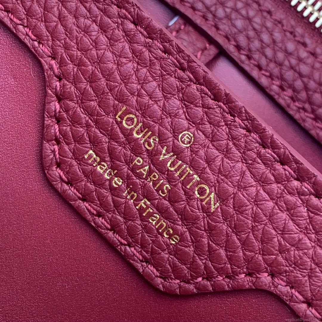 LV M58611 Louis Vuitton Capucines BB Handbag Beige and Wine red