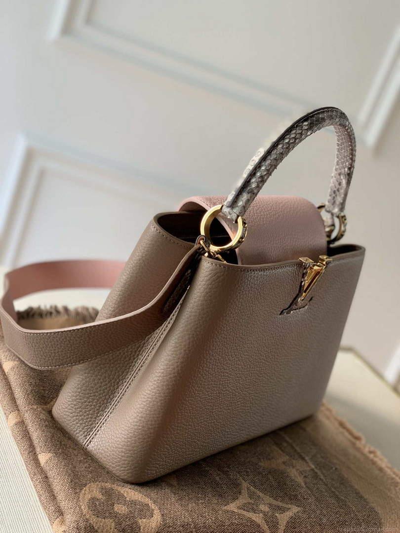 LV M57540 Louis Vuitton Capucines MM Bags M57903 Grey and Pink
