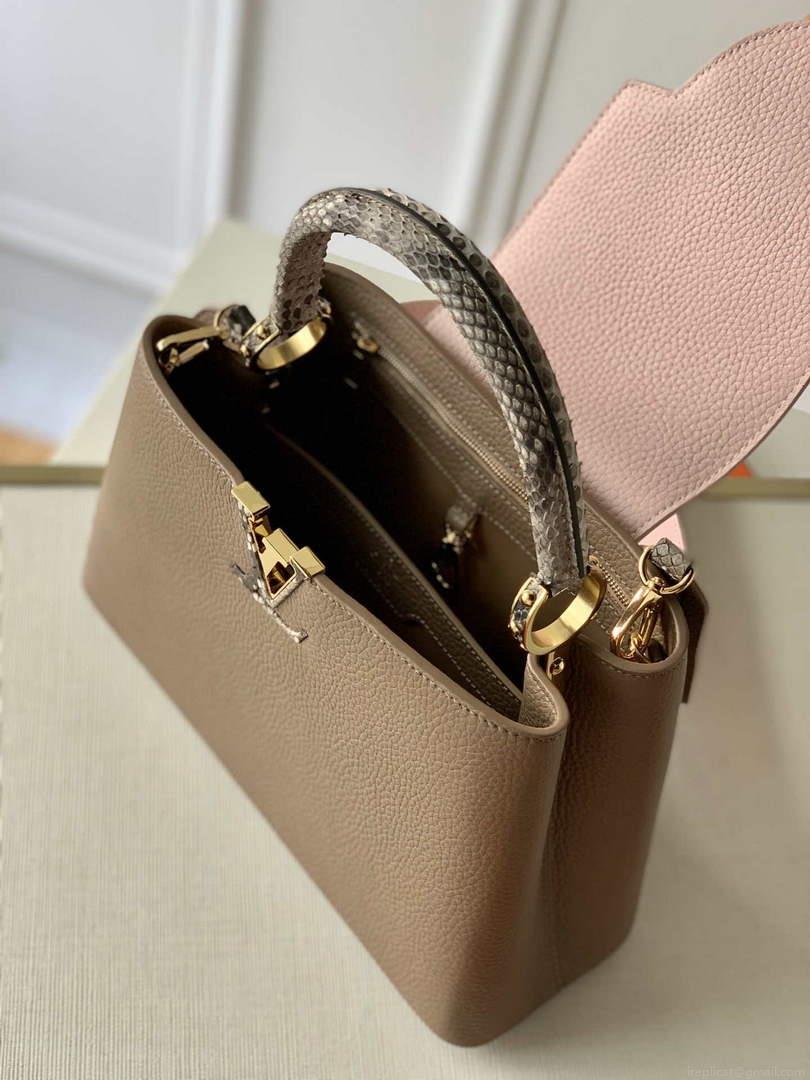 LV M57540 Louis Vuitton Capucines MM Bags M57903 Grey and Pink