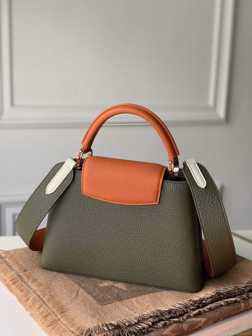 LV M57522 Louis Vuitton Capucines BB Handbag Green and Brown