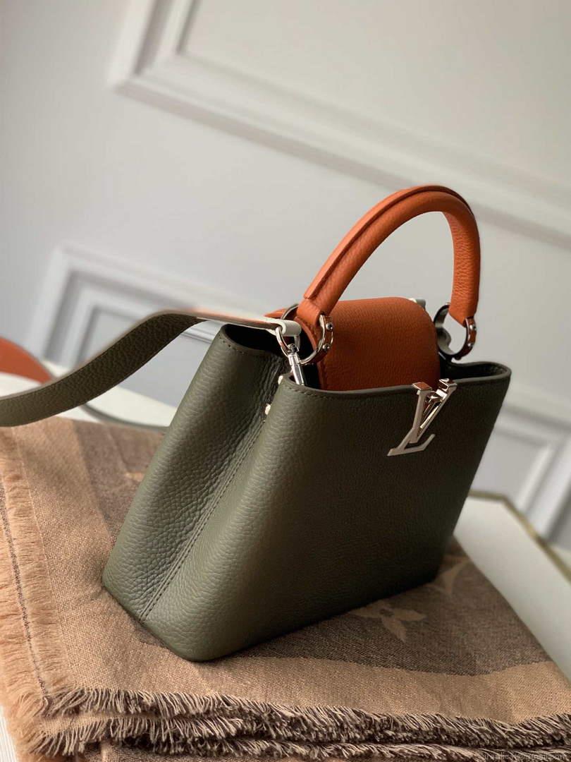 LV M57522 Louis Vuitton Capucines BB Handbag Green and Brown