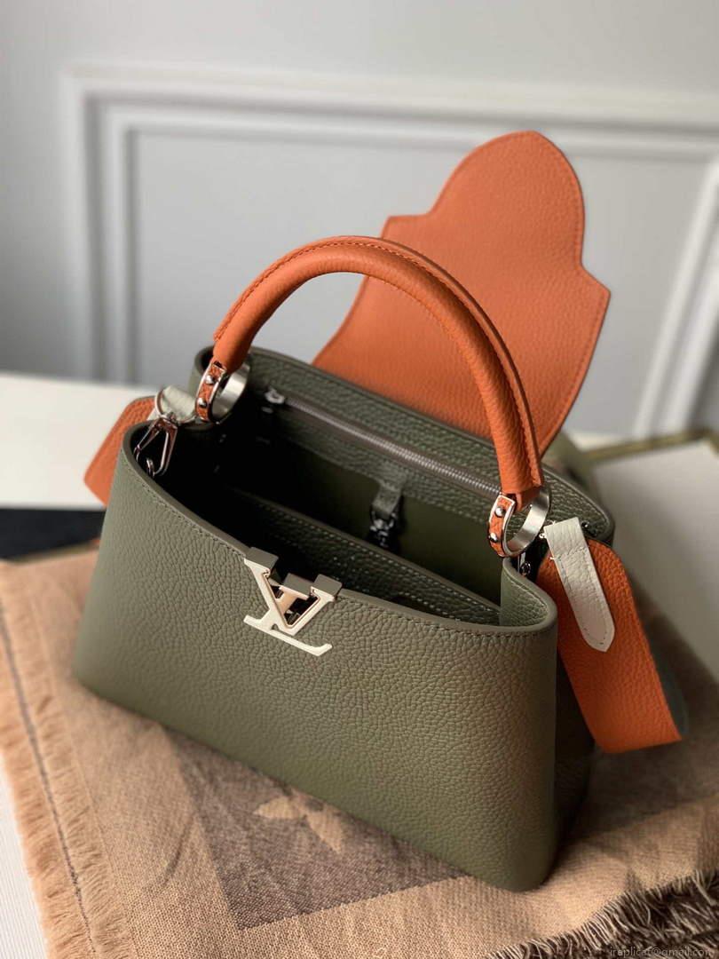 LV M57522 Louis Vuitton Capucines BB Handbag Green and Brown