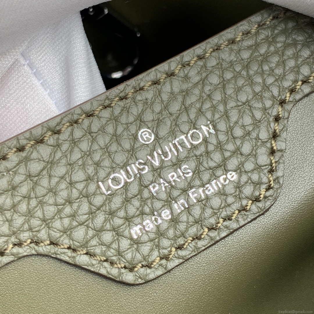 LV M57523 Louis Vuitton Capucines MM Handbag Green and Brown