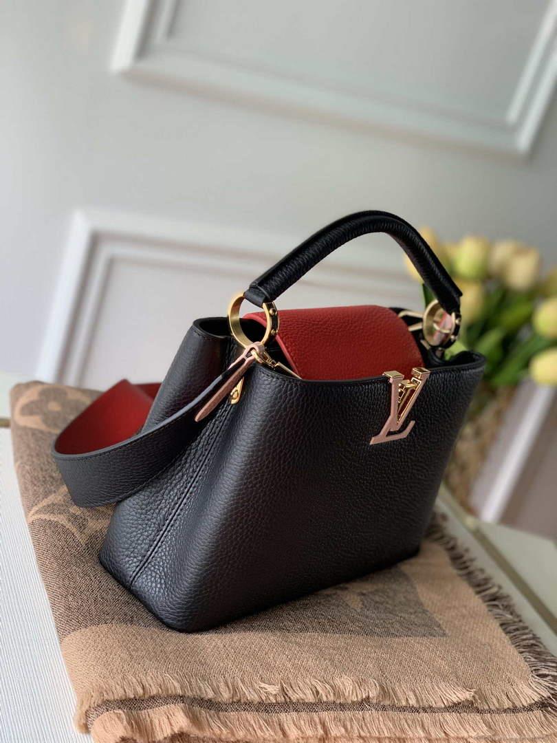 LV M57518 Louis Vuitton Capucines BB Handbag Black and Red