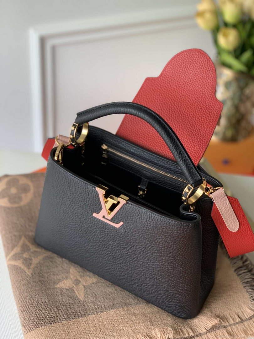 LV M57518 Louis Vuitton Capucines BB Handbag Black and Red