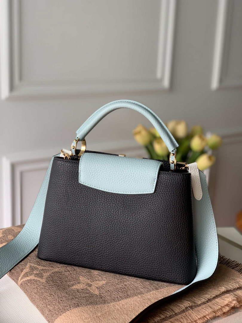 LV M57523 Louis Vuitton Capucines BB Handbag Black and Blue