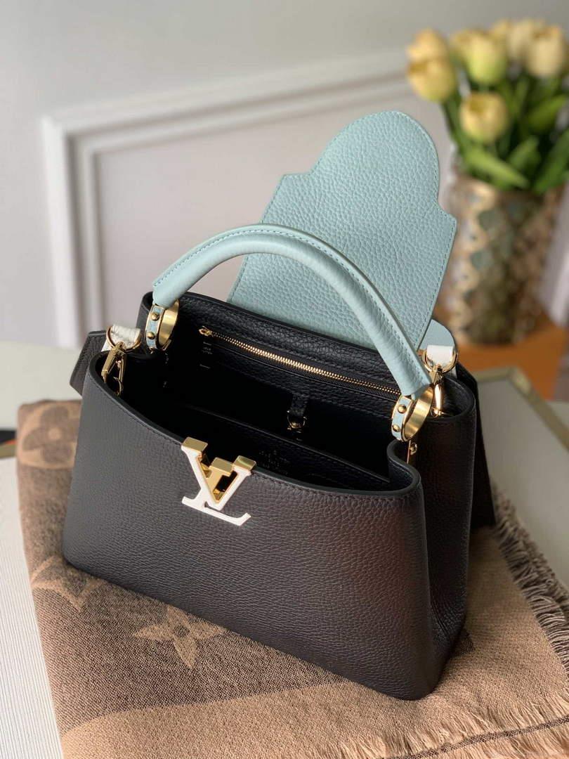 LV M57523 Louis Vuitton Capucines BB Handbag Black and Blue