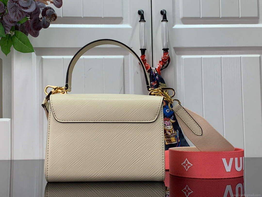 LV M59687 Louis Vuitton Twist PM Epi leather Handbag Quartz White