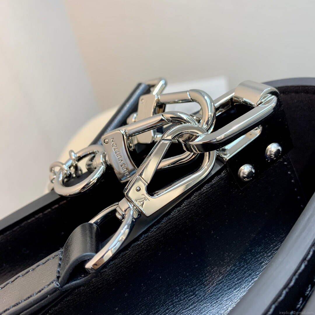 LV M59631 Louis Vuitton Dauphine MM Denim Leather Bag Black