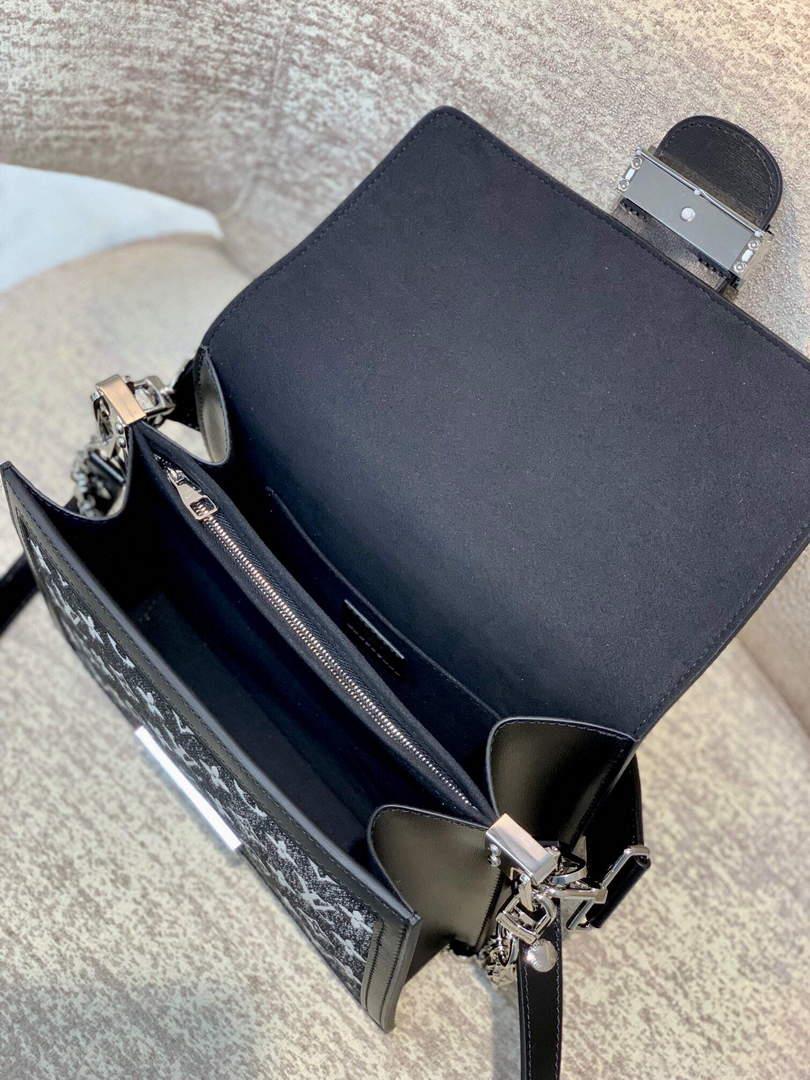 LV M59631 Louis Vuitton Dauphine MM Denim Leather Bag Black