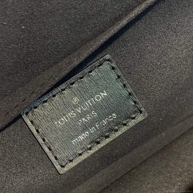 LV M59631 Louis Vuitton Dauphine MM Denim Leather Bag Black
