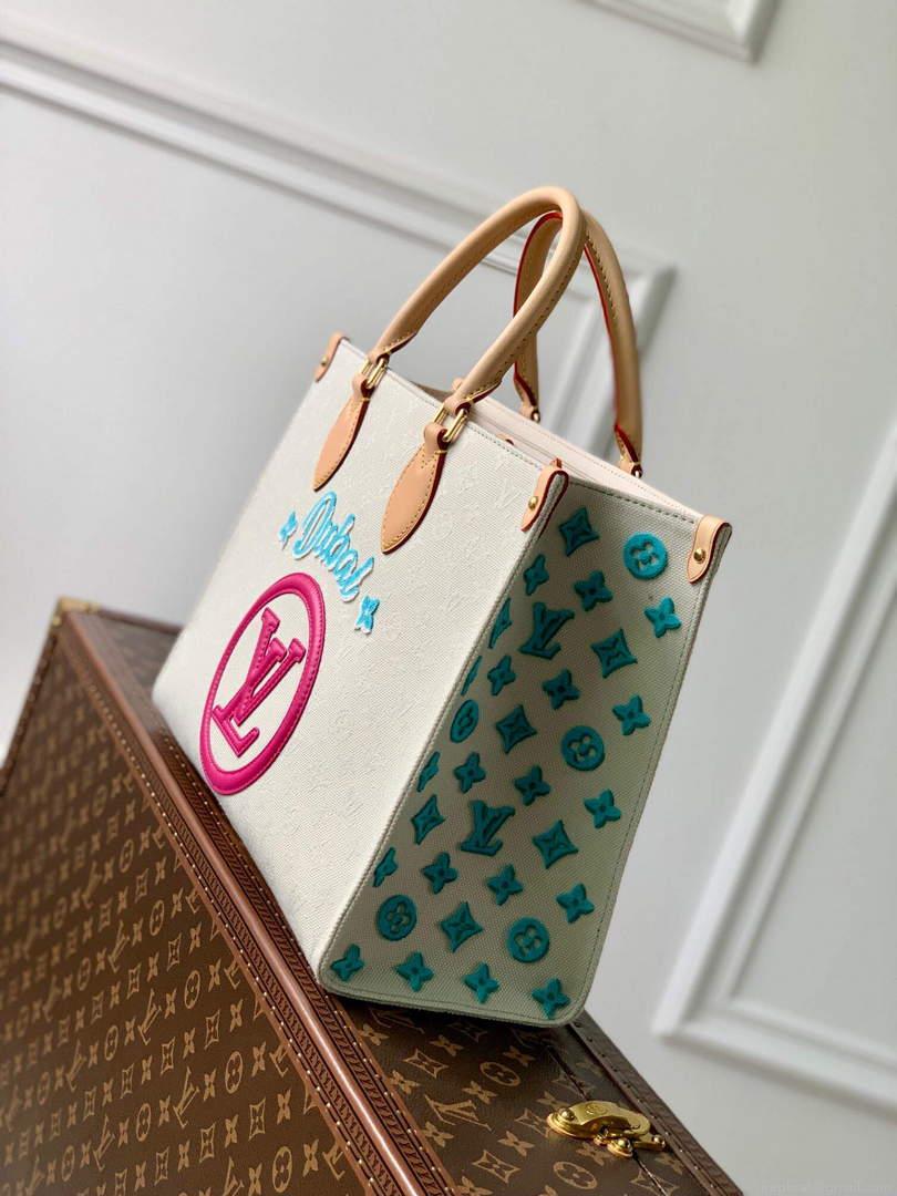 LV M46128 Louis Vuitton Onthego MM Tote Bag Yellow leather