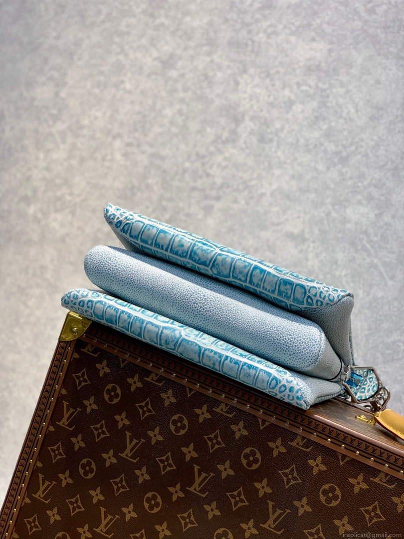 LV M57791 Louis Vuitton Coussin PM Crocodile pattern Bag Blue