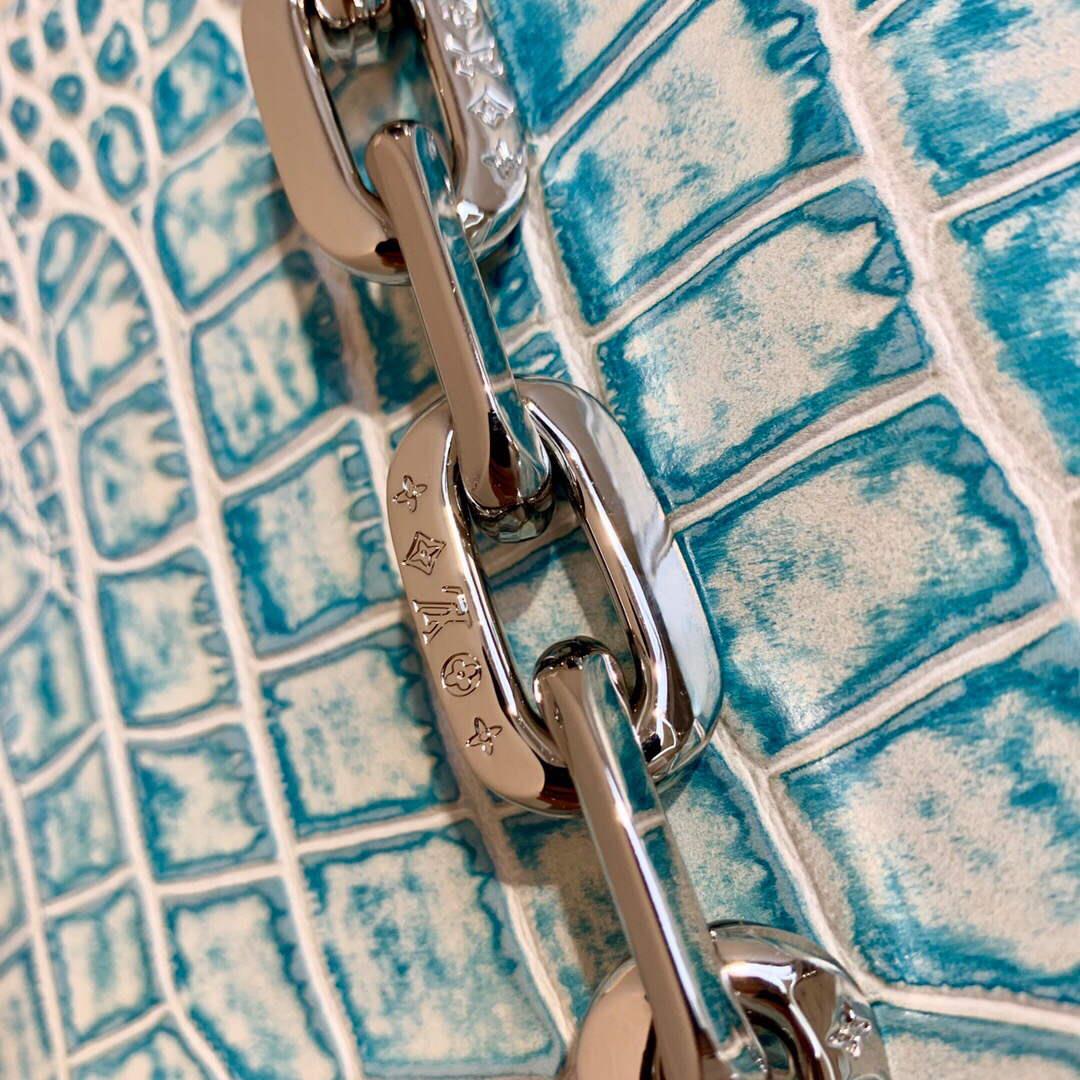 LV M57791 Louis Vuitton Coussin PM Crocodile pattern Bag Blue