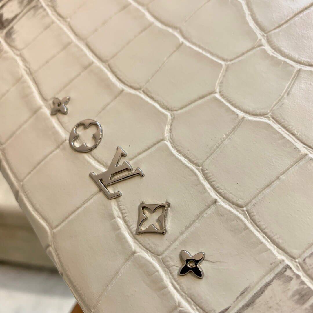 LV M57791 Louis Vuitton Coussin PM Crocodile pattern Bag White