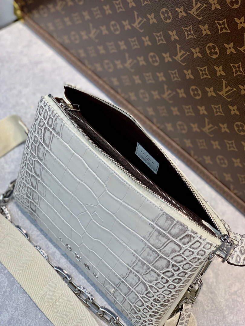 LV M57791 Louis Vuitton Coussin PM Crocodile pattern Bag White