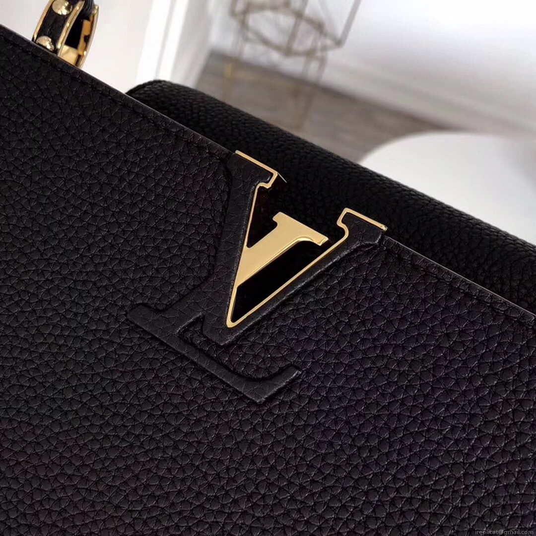 LV M48864 Louis Vuitton MM Capucines Leather Bag M42259 Black